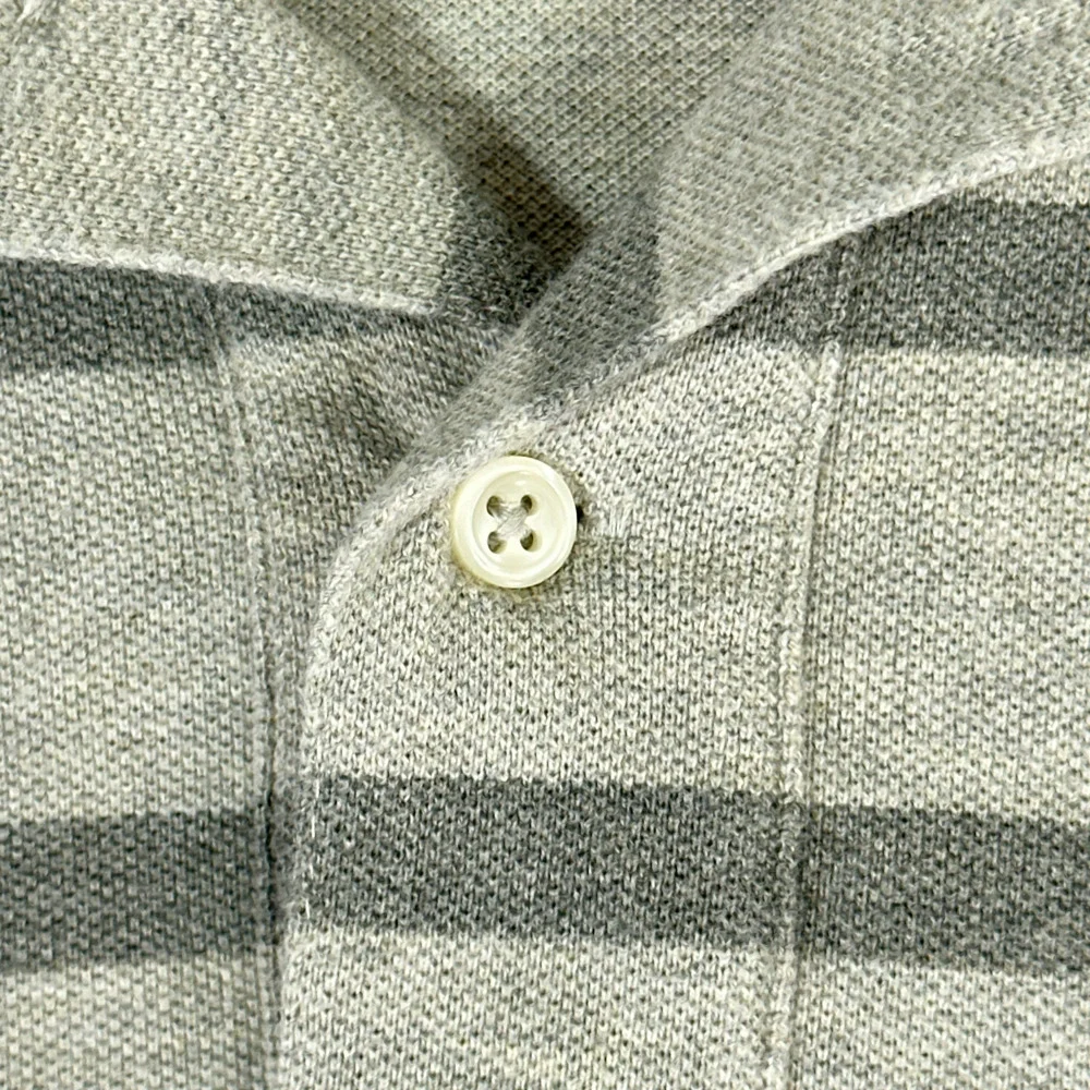 Vintage Ralph Lauren Polo Shirt Adult LARGE Gray Stripe Monochrome 90s